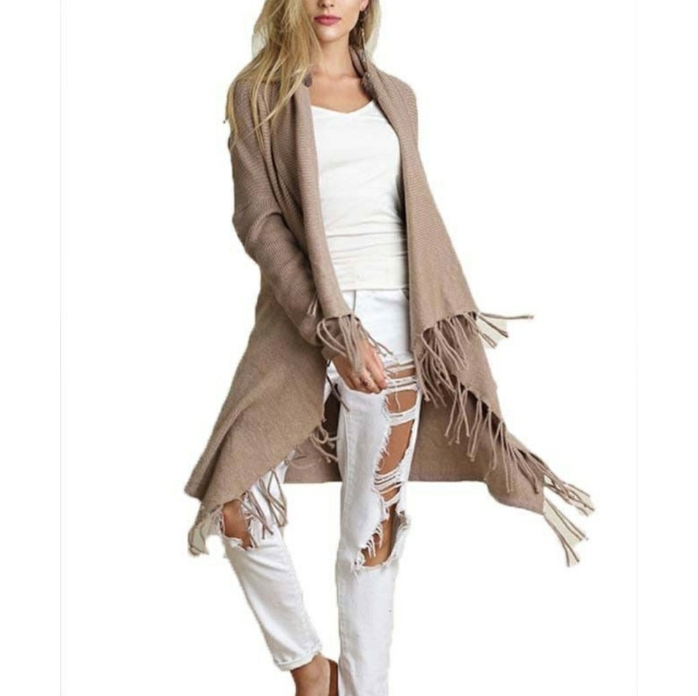 🆕Plus Size Cardigan cascade front fringe
